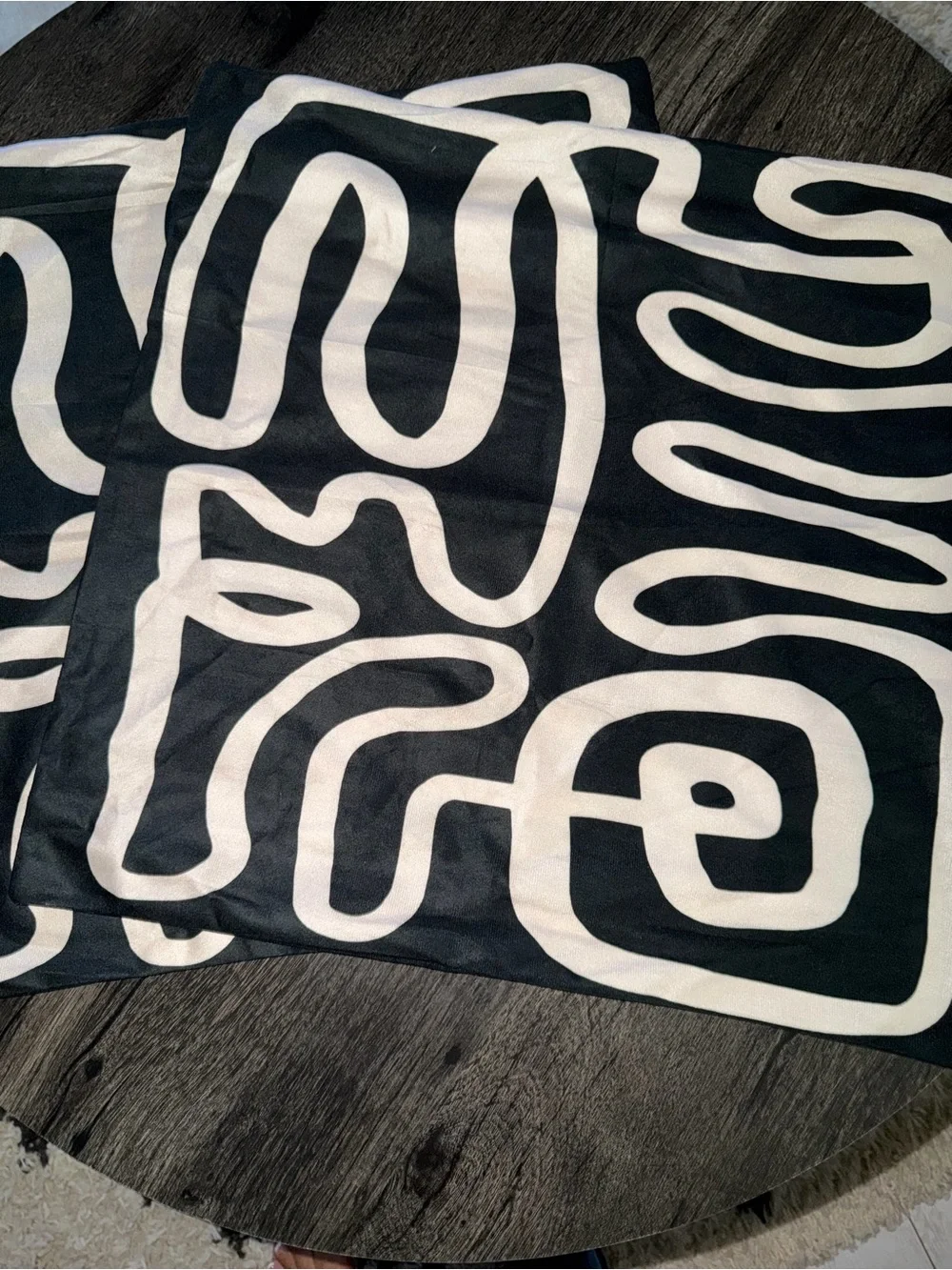 Abstract Black & Cream Decorative Throw Pillow Covers - 2